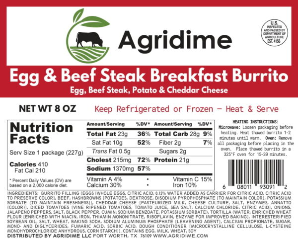 Beef Steak Breakfast Burrito 8oz - Image 2