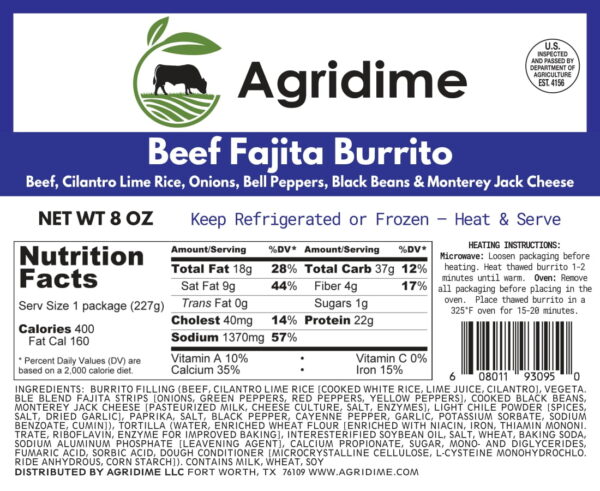 Beef Fajita Burrito 8oz - Image 2