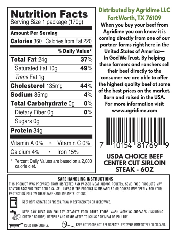 Grain Fed Center Cut Sirloin Steak - Image 6