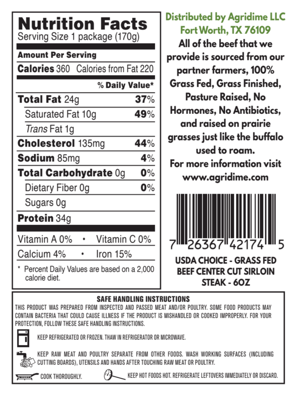 Grass-Fed Center Cut Sirloin Grass-Finished, Pasture Raised, No Hormones, No Antibiotics - Image 5